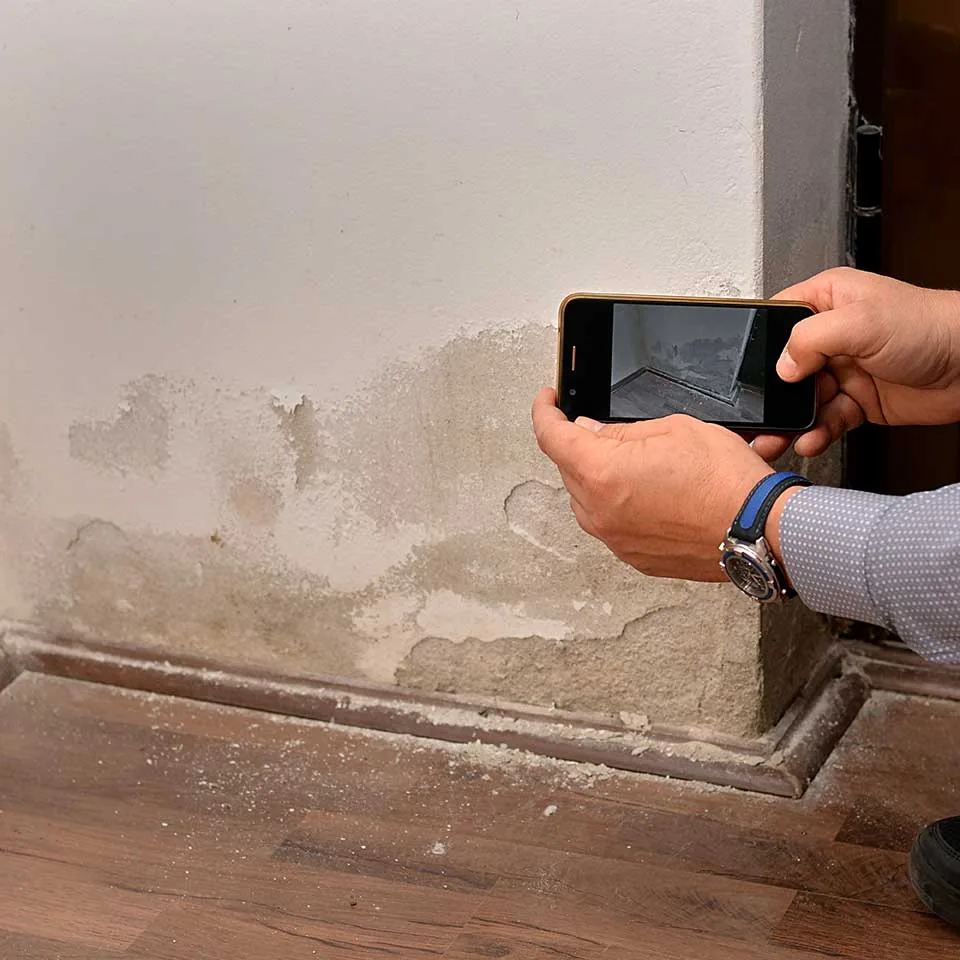 Expertise humidité à Rouen : diagnostic de moisissures sur un mur intérieur.